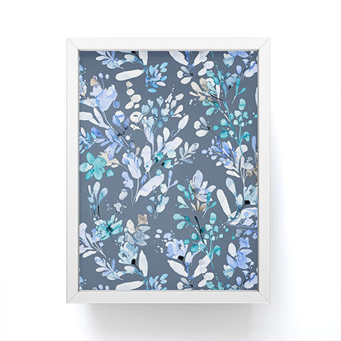 Ninola Design Botanical Abstract Blue Framed Mini Art Print