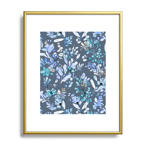 Ninola Design Botanical Abstract Blue Metal Framed Art Print