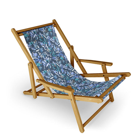 Ninola Design Botanical Abstract Blue Sling Chair
