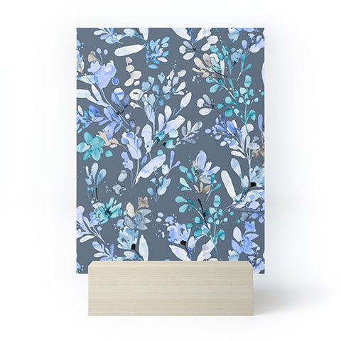 Ninola Design Botanical Abstract Blue Mini Art Print