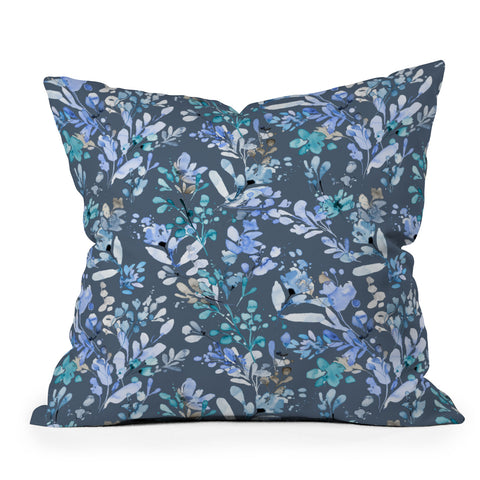 Ninola Design Botanical Abstract Blue Throw Pillow