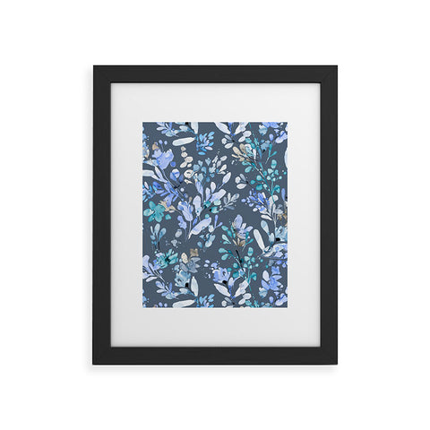 Ninola Design Botanical Abstract Blue Framed Art Print