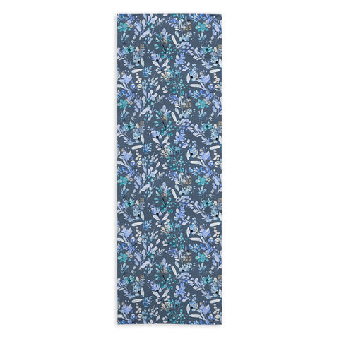 Ninola Design Botanical Abstract Blue Yoga Towel