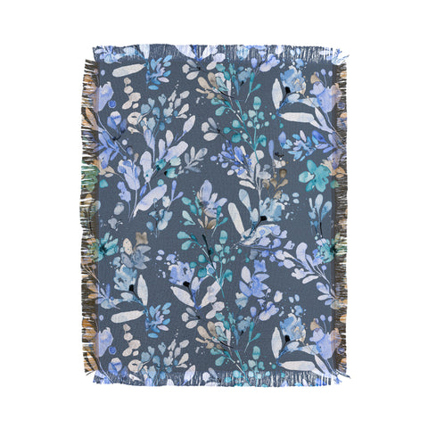 Ninola Design Botanical Abstract Blue Throw Blanket