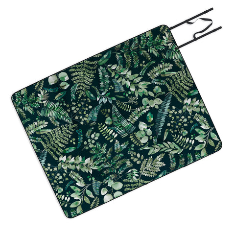 Ninola Design Botanical collection Dark Picnic Blanket