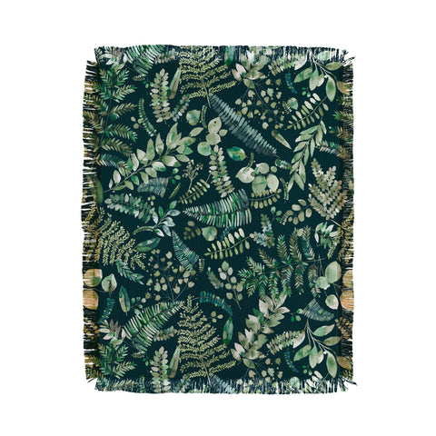 Ninola Design Botanical collection Dark Throw Blanket