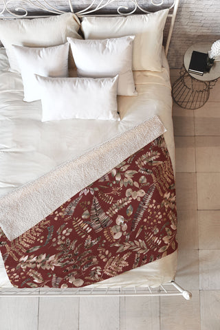 Ninola Design Botanical collection Organic holiday Fleece Throw Blanket