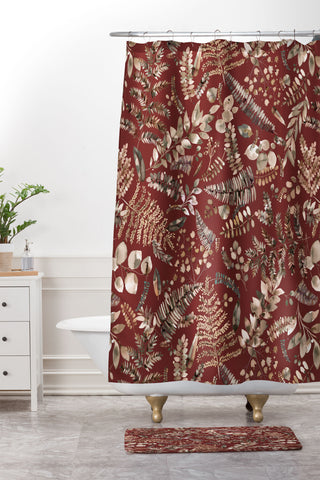 Ninola Design Botanical collection Organic holiday Shower Curtain And Mat