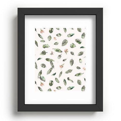 Ninola Design Botanical leaves Green Recessed Framing Rectangle