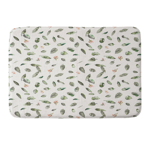 Ninola Design Botanical leaves Green Memory Foam Bath Mat