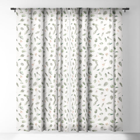 Ninola Design Botanical leaves Green Sheer Window Curtain