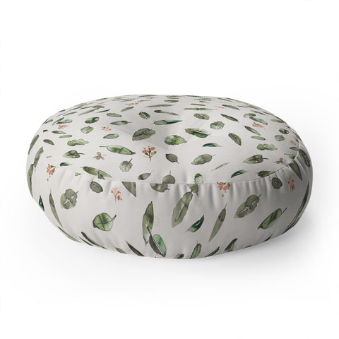 Ninola Design Botanical leaves Green Floor Pillow Round