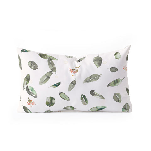 Ninola Design Botanical leaves Green Oblong Throw Pillow