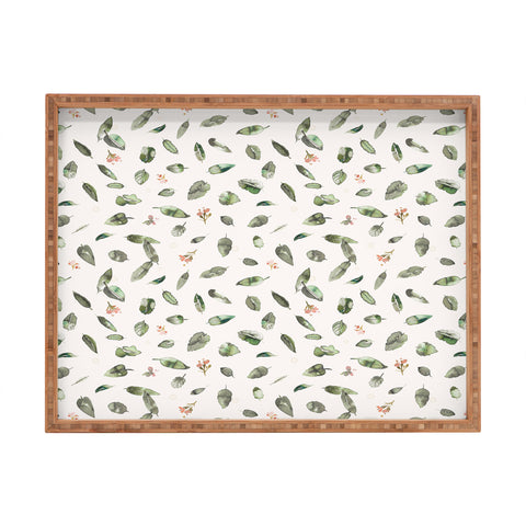 Ninola Design Botanical leaves Green Rectangular Tray