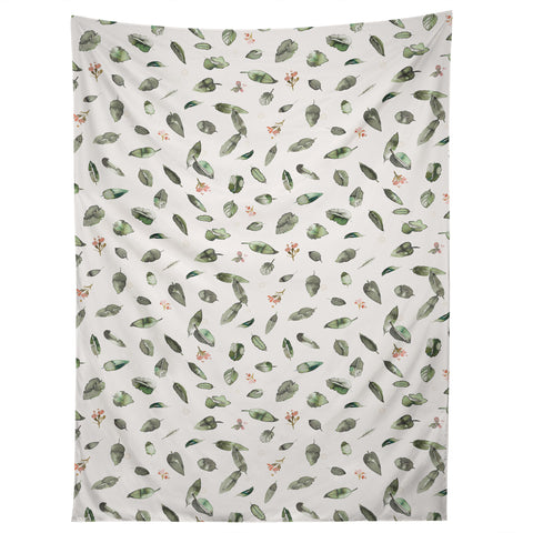 Ninola Design Botanical leaves Green Tapestry