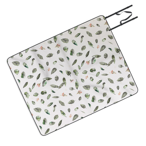 Ninola Design Botanical leaves Green Outdoor Blanket