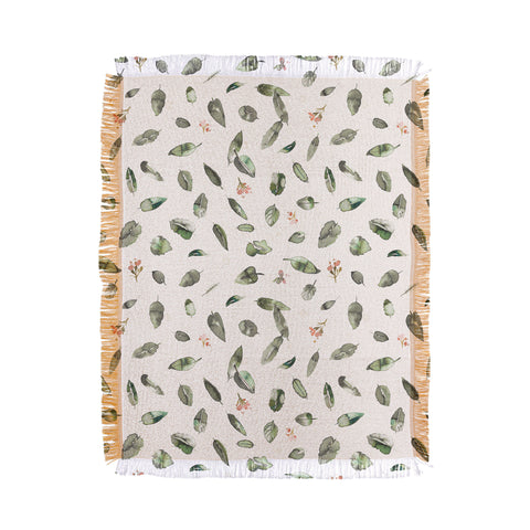 Ninola Design Botanical leaves Green Throw Blanket