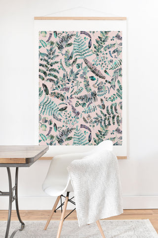 Ninola Design Botanical plants Aqua pink Art Print And Hanger