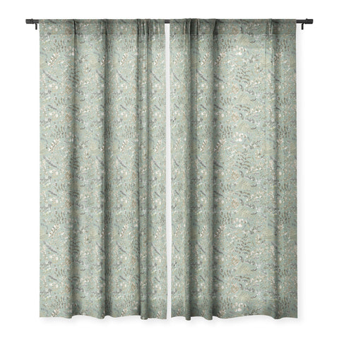 Ninola Design Botanical plants Bio Green Sheer Window Curtain