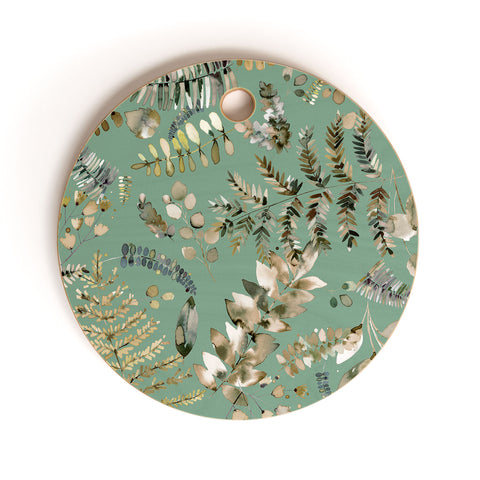 Ninola Design Botanical plants Bio Green Cutting Board Round