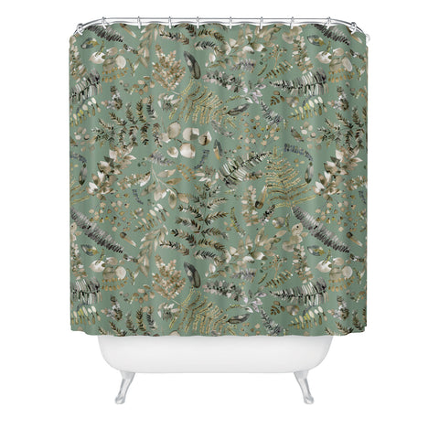 Ninola Design Botanical plants Bio Green Shower Curtain
