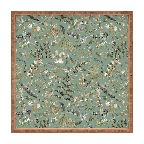 Ninola Design Botanical plants Bio Green Square Tray