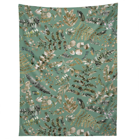 Ninola Design Botanical plants Bio Green Tapestry