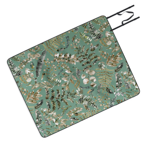 Ninola Design Botanical plants Bio Green Picnic Blanket