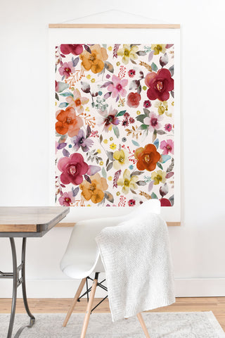 Ninola Design Bountiful Bouquet Countryside Red Art Print And Hanger