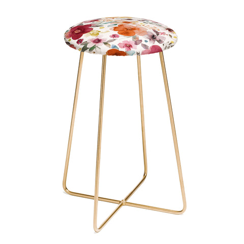 Ninola Design Bountiful Bouquet Countryside Red Counter Stool