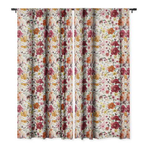 Ninola Design Bountiful Bouquet Countryside Red Blackout Window Curtain