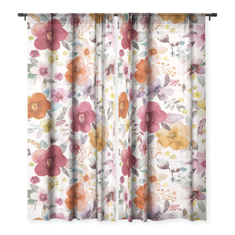 Ninola Design Bountiful Bouquet Countryside Red Sheer Non Repeat