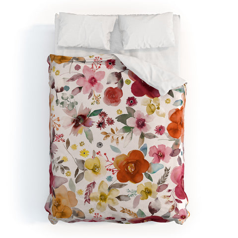 Ninola Design Bountiful Bouquet Countryside Red Duvet Cover