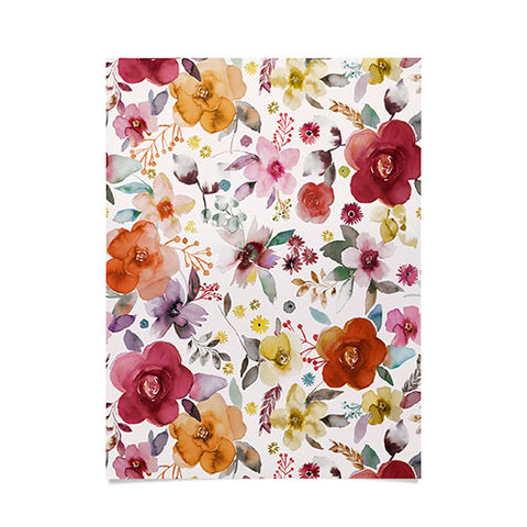 Ninola Design Bountiful Bouquet Countryside Red Poster