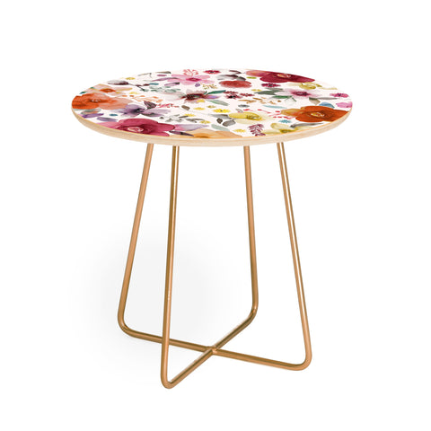 Ninola Design Bountiful Bouquet Countryside Red Round Side Table