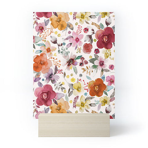 Ninola Design Bountiful Bouquet Countryside Red Mini Art Print