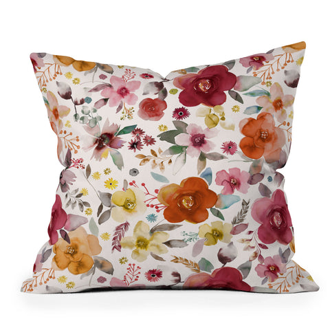 Ninola Design Bountiful Bouquet Countryside Red Throw Pillow