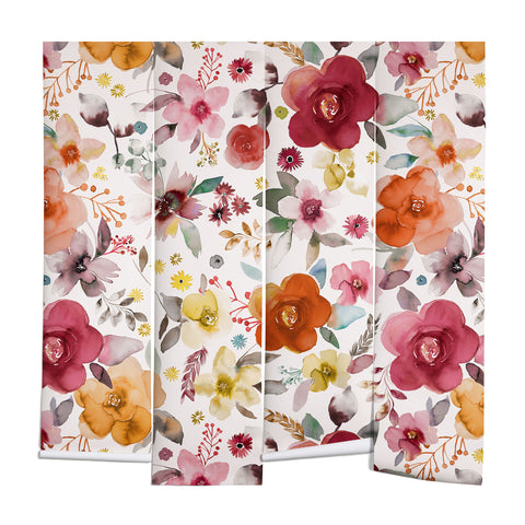 Ninola Design Bountiful Bouquet Countryside Red Wall Mural