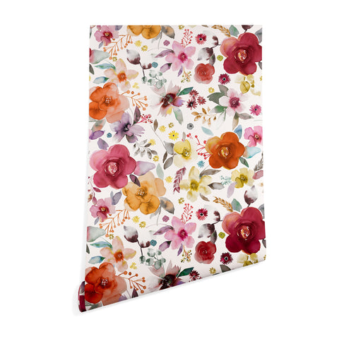 Ninola Design Bountiful Bouquet Countryside Red Wallpaper
