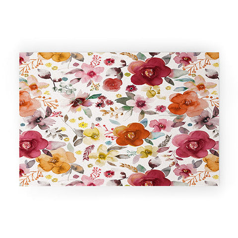 Ninola Design Bountiful Bouquet Countryside Red Welcome Mat