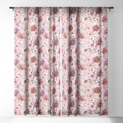 Ninola Design Bountiful bouquet Pink Romance Sheer Window Curtain