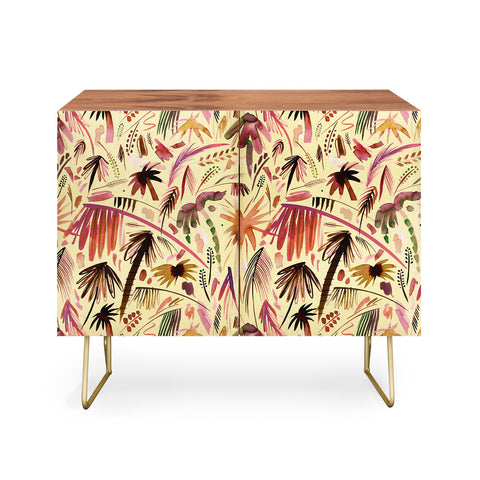 Ninola Design Brushstrokes Palms Terracota Credenza