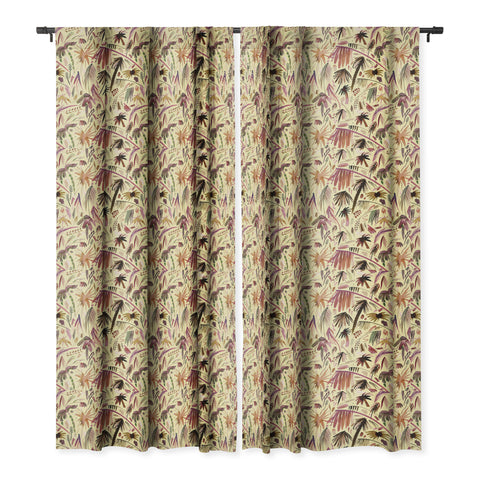 Ninola Design Brushstrokes Palms Terracota Blackout Window Curtain