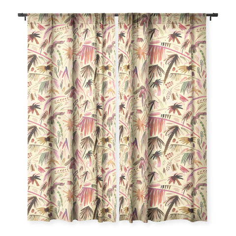 Ninola Design Brushstrokes Palms Terracota Sheer Non Repeat
