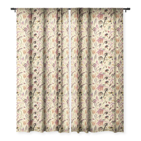 Ninola Design Brushstrokes Palms Terracota Sheer Window Curtain