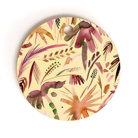 Ninola Design Brushstrokes Palms Terracota Cutting Board Round