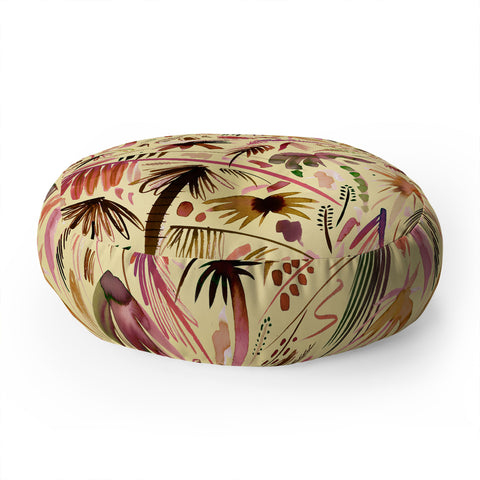 Ninola Design Brushstrokes Palms Terracota Floor Pillow Round