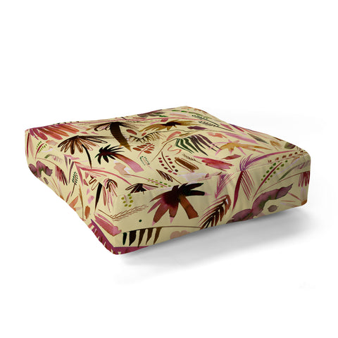 Ninola Design Brushstrokes Palms Terracota Floor Pillow Square