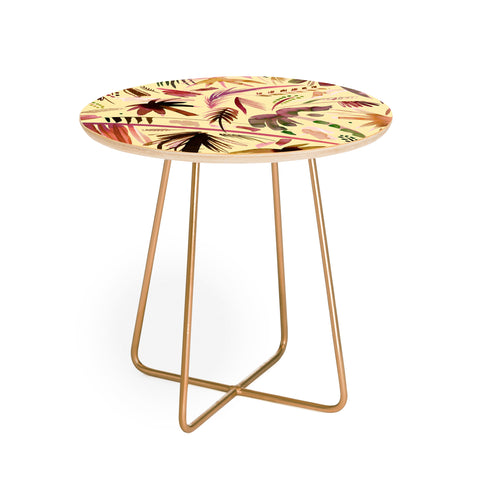 Ninola Design Brushstrokes Palms Terracota Round Side Table