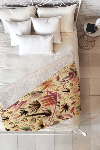 Ninola Design Brushstrokes Palms Terracota Fleece Throw Blanket